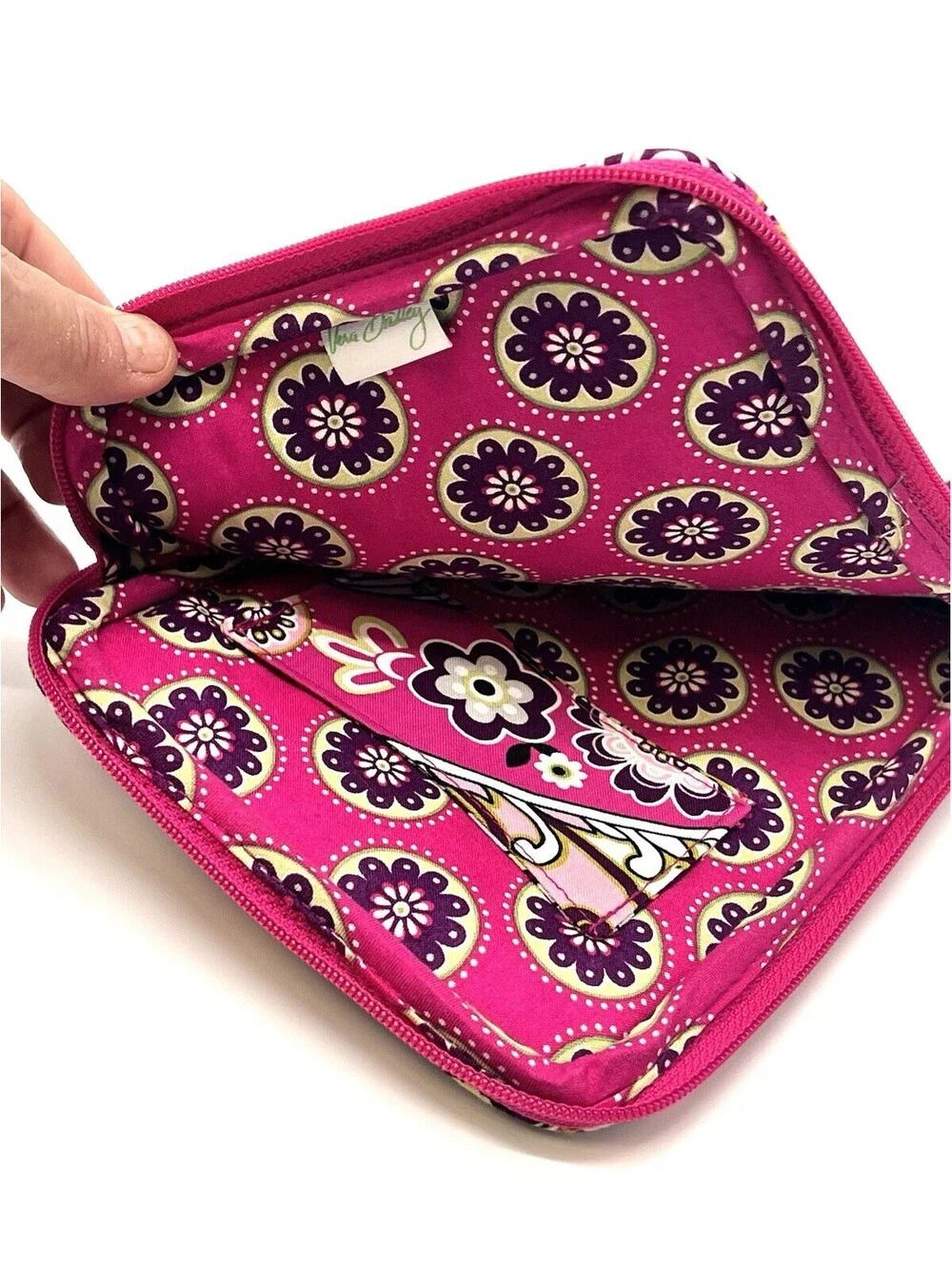 Vera Bradley Very Berry Paisley iPad Tablet Quilted Case Zip Cover Pink Black